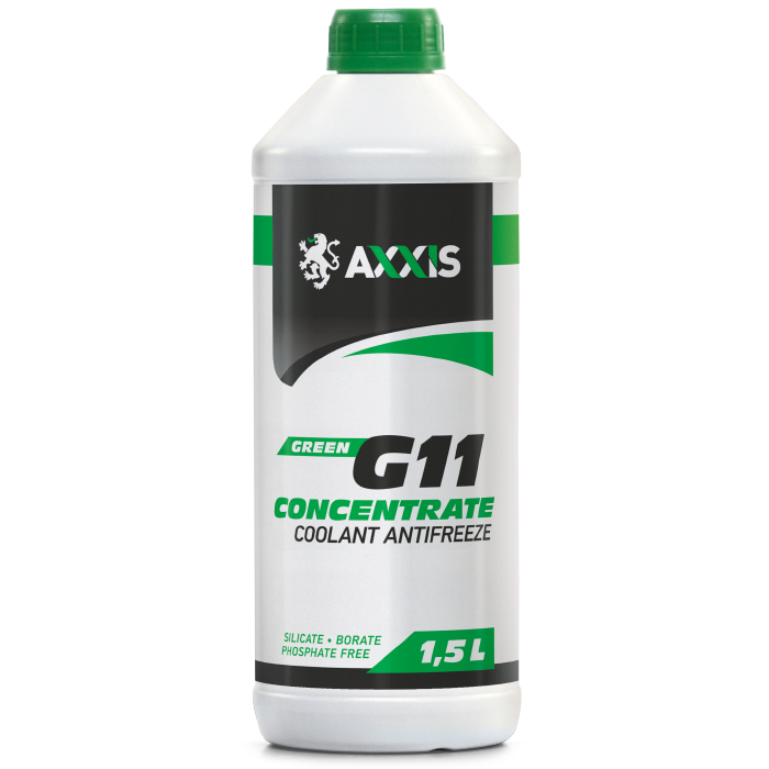 Антифриз <AXXIS> GREEN концентрат G11 (-80C) зелений (Каністра 1,5л) - Зображення 1