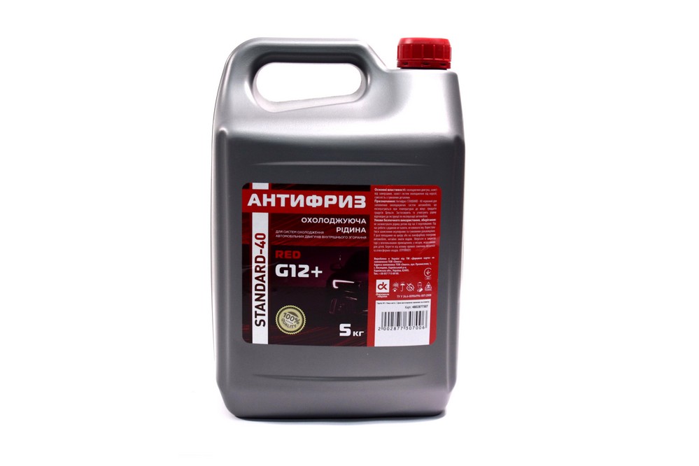 Зображення товару Антифриз G12+ STANDARD-40 LONG LIFE Червоний (4,5 кг)<ДК> (Дорожня карта)