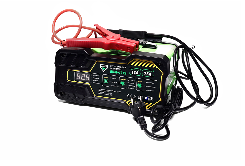 Зображення товару Пуско-зарядний пристрій, 12-24V, 12A, 75A / 12V (старт), цифрова панель LED <ARMER> (ARMER)