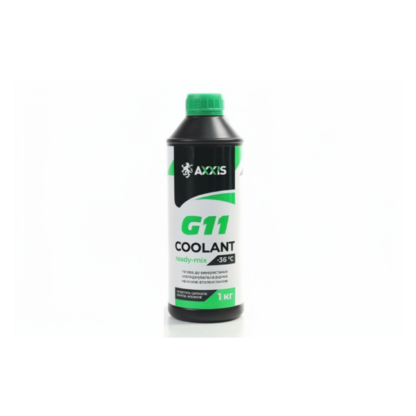 Антифриз GREEN G11 Сoolant Ready-Mix -36°C<AXXIS> (зелений) (Каністра 1кг) - Зображення 1